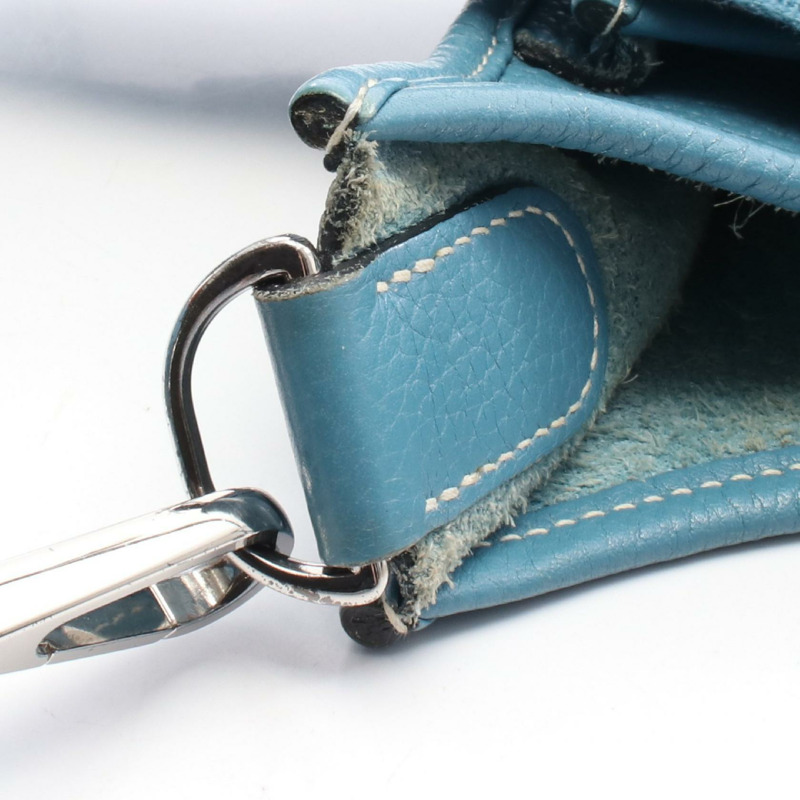 愛馬仕 Evelyne 3 Trois PM 單肩斜背包，皮革材質，藍色牛仔布，二手，附五金配件。-9