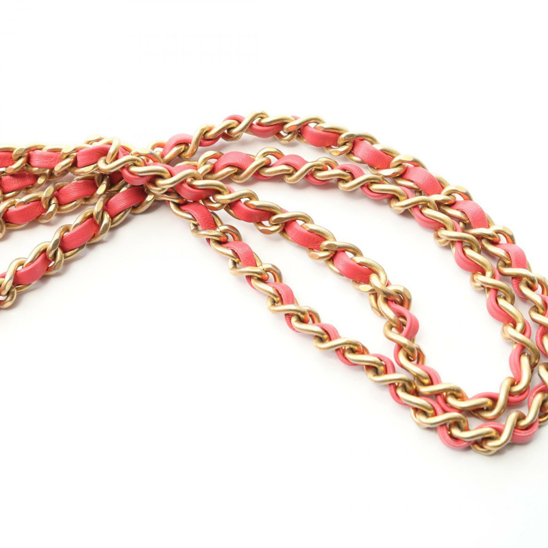 香奈兒 (CHANEL) 絎縫鏈條斜挎包，羊皮材質，粉紅色，金色五金，二手，女士 CC-5