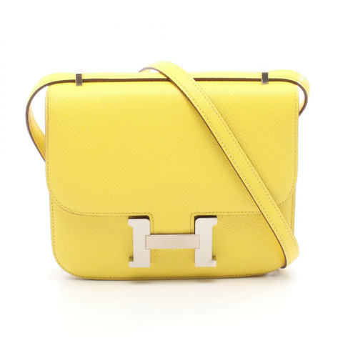 HERMES Constance 3 迷你單肩手提包 Chevre 皮革 Jaune de naples SHW U