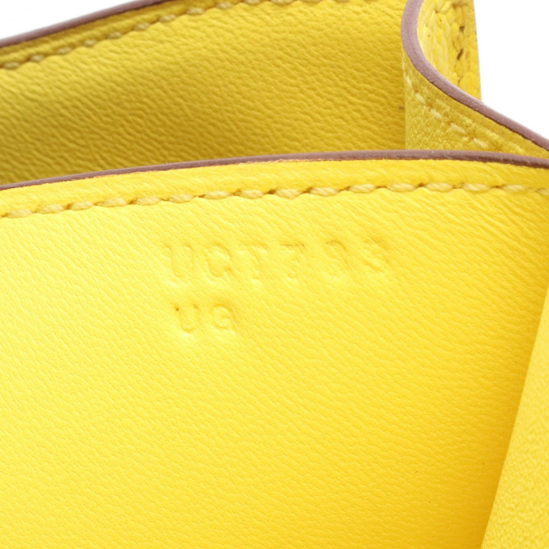 HERMES Constance 3 迷你單肩手提包 Chevre 皮革 Jaune de naples SHW U-4