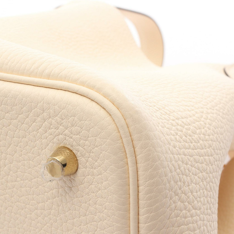 愛馬仕 Picotin Lock MM 水桶包，Clemence 皮革，Nata 米色，金色五金，二手。-5