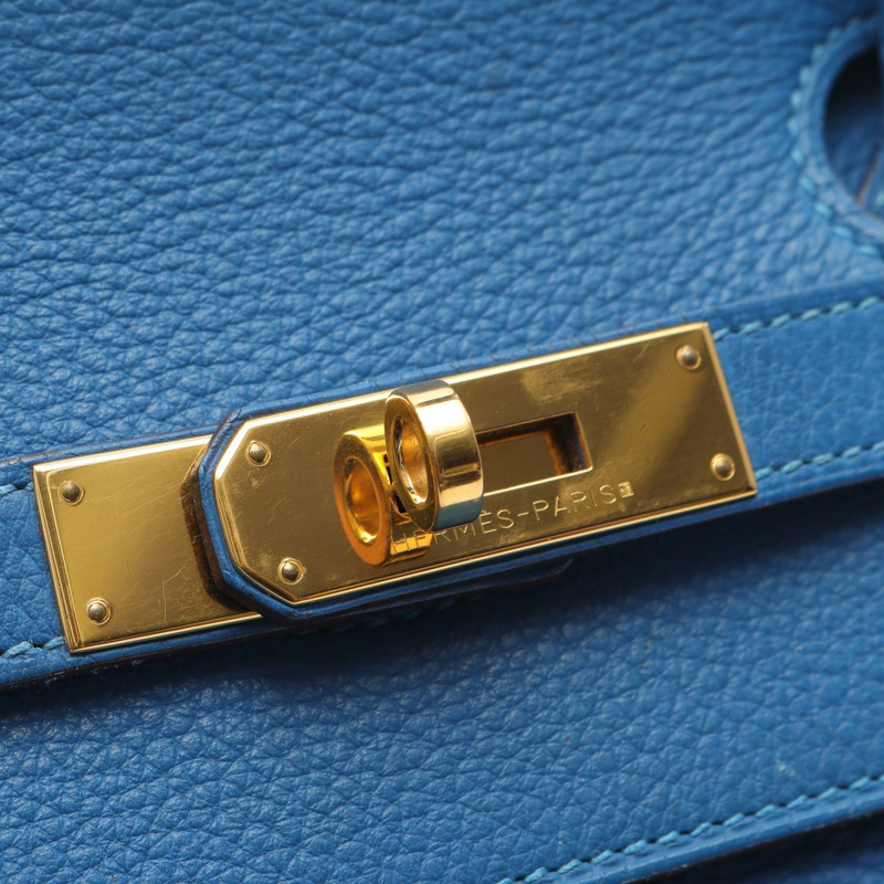 愛馬仕 Birkin 40 手提包，Togo 皮革，藍色，二手，女士，金色五金-10
