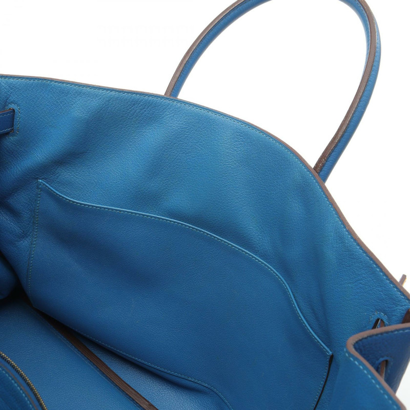 愛馬仕 Birkin 40 手提包，Togo 皮革，藍色，二手，女士，金色五金-11