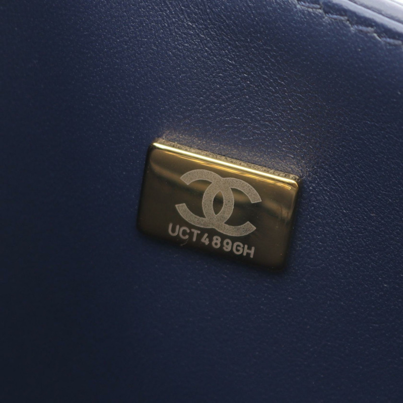 香奈兒 2.55 Matelasse W 翻蓋鏈條單肩背包 A37587 皮革 海軍藍 二手 金五金-4