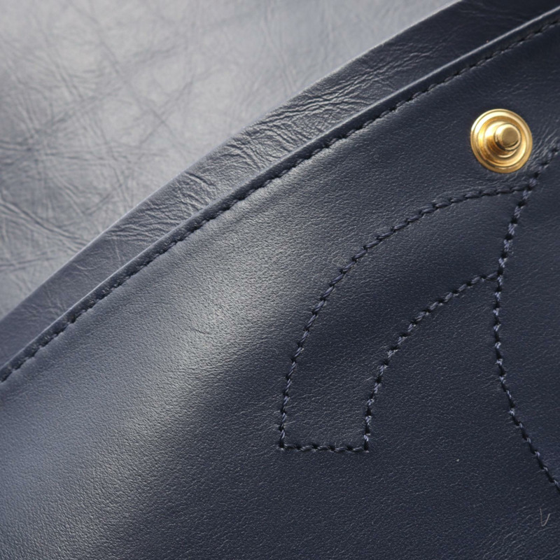 香奈兒 2.55 Matelasse W 翻蓋鏈條單肩背包 A37587 皮革 海軍藍 二手 金五金-9