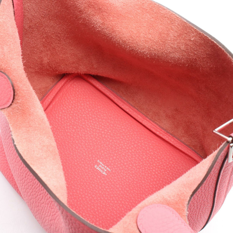 愛馬仕 Picotin Lock PM 手提包，Clemence 皮革，玫瑰杜鵑粉紅色，二手，帶五金件。-2