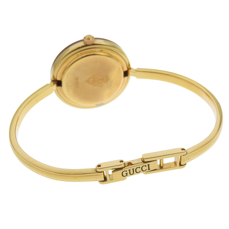 Gucci 女士鍍金石英腕錶，可更換錶圈，模擬顯示，白色錶盤-4