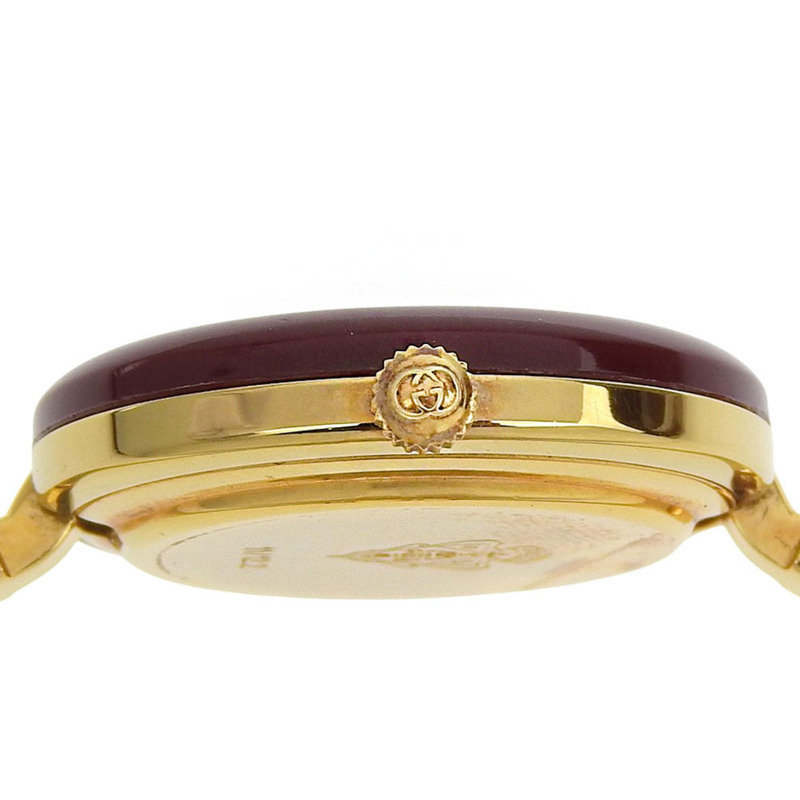 Gucci 女士鍍金石英腕錶，可更換錶圈，模擬顯示，白色錶盤-5