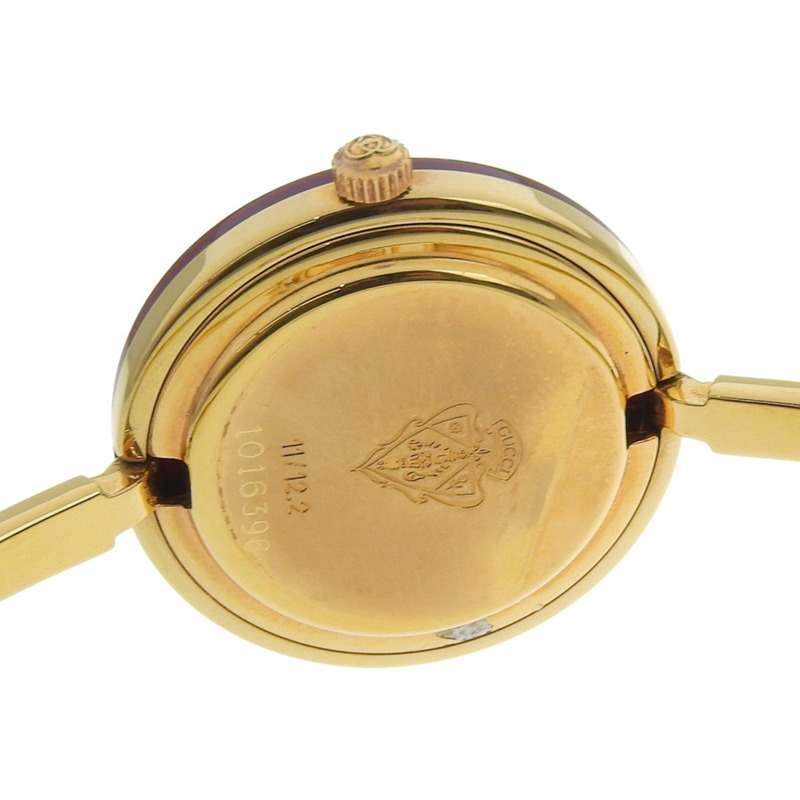 Gucci 女士鍍金石英腕錶，可更換錶圈，模擬顯示，白色錶盤-6