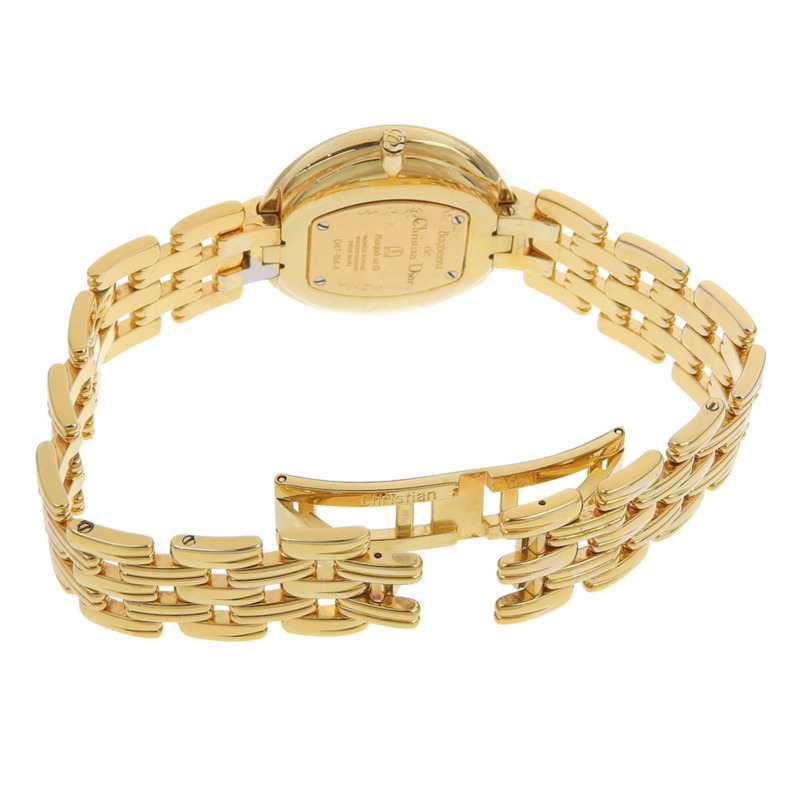 Christian Dior Bakira腕錶 D47-154-4，鍍金不鏽鋼錶殼，搭載黃金石英機芯，指針式顯示，黑色錶盤，女士款-4