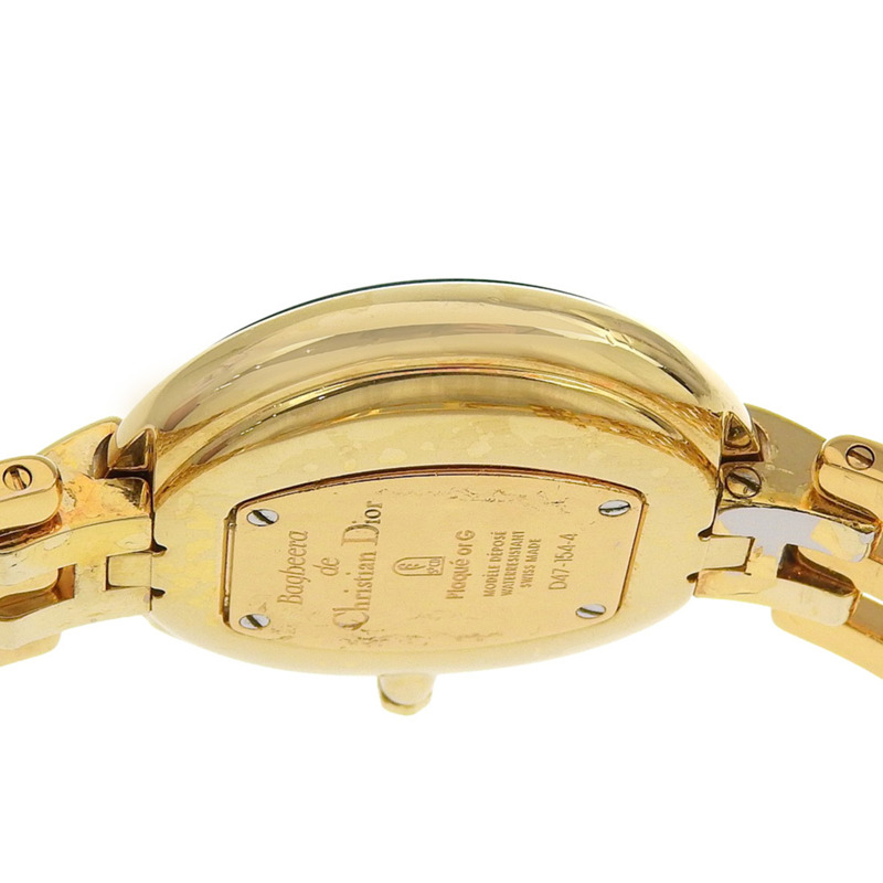Christian Dior Bakira腕錶 D47-154-4，鍍金不鏽鋼錶殼，搭載黃金石英機芯，指針式顯示，黑色錶盤，女士款-5