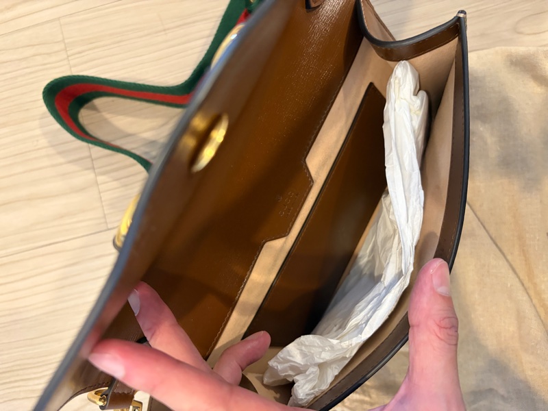 Gucci 古馳horsebit 1955全新馬銜扣紅綠織帶鏈袋信封包中號-11