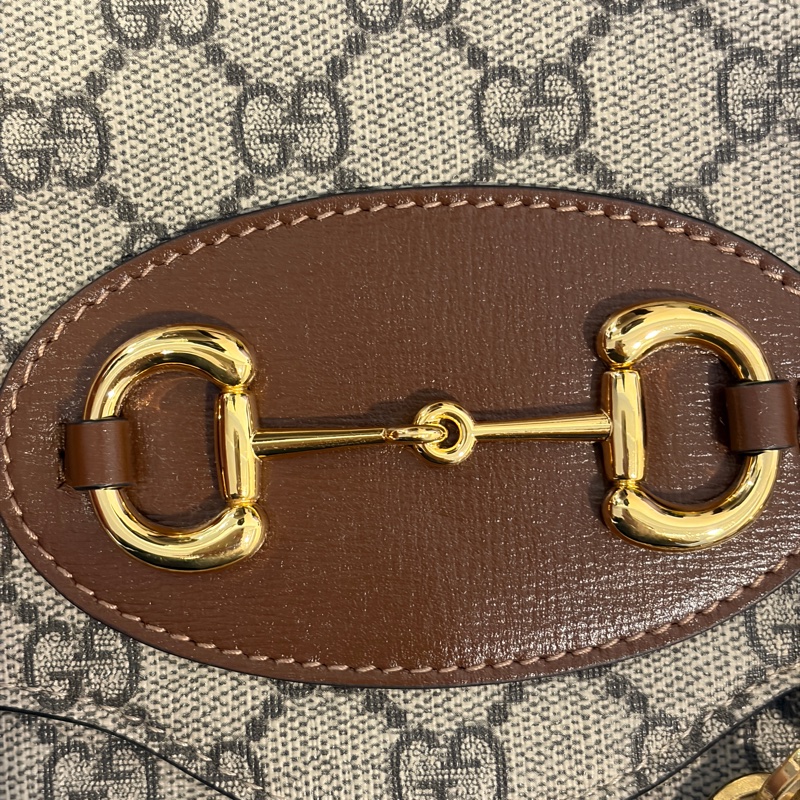 Gucci 古馳horsebit 1955全新馬銜扣紅綠織帶鏈袋信封包中號-14