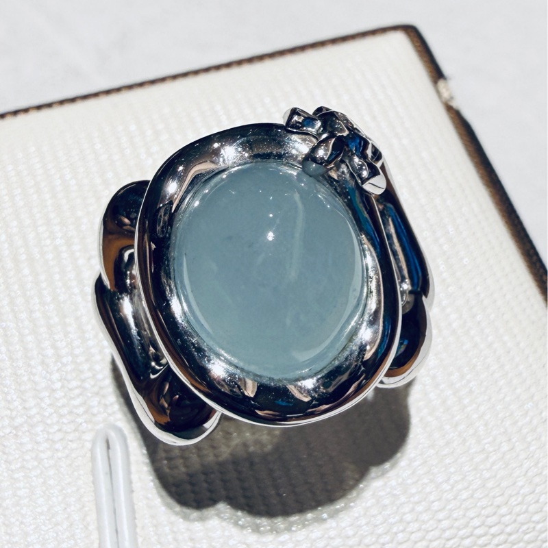 Dior 海藍寶鑽石小海龜圖騰 18K白金戒指｜Cabochon Wave Ring-23