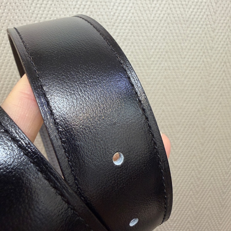 Hermes 黑Box皮積雨雲灰Togo皮拉絲H釦雙面皮帶-8