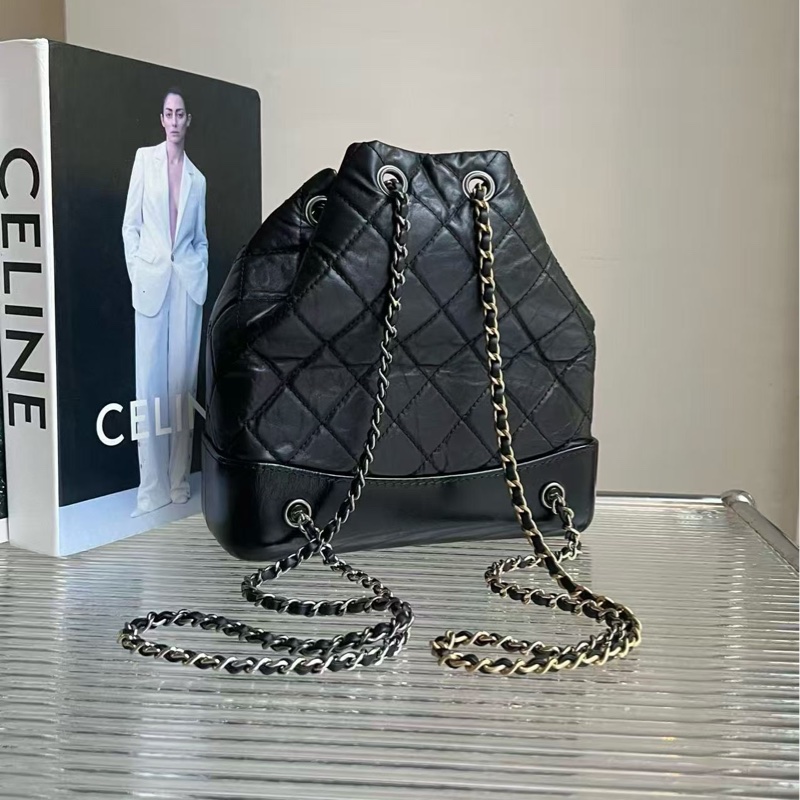 CHANEL/香奈兒 小號流浪雙肩包 黑色銀扣菱格牛皮 鴛鴦鏈條，尺寸：23*22.5 晶片款 好價🉐️-3