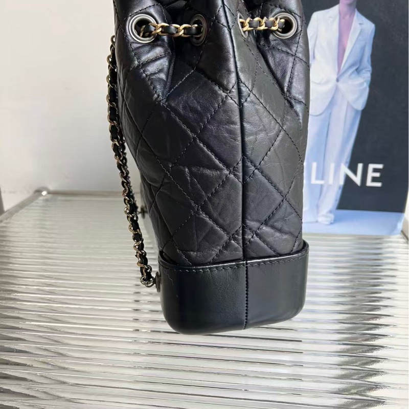 CHANEL/香奈兒 小號流浪雙肩包 黑色銀扣菱格牛皮 鴛鴦鏈條，尺寸：23*22.5 晶片款 好價🉐️-7