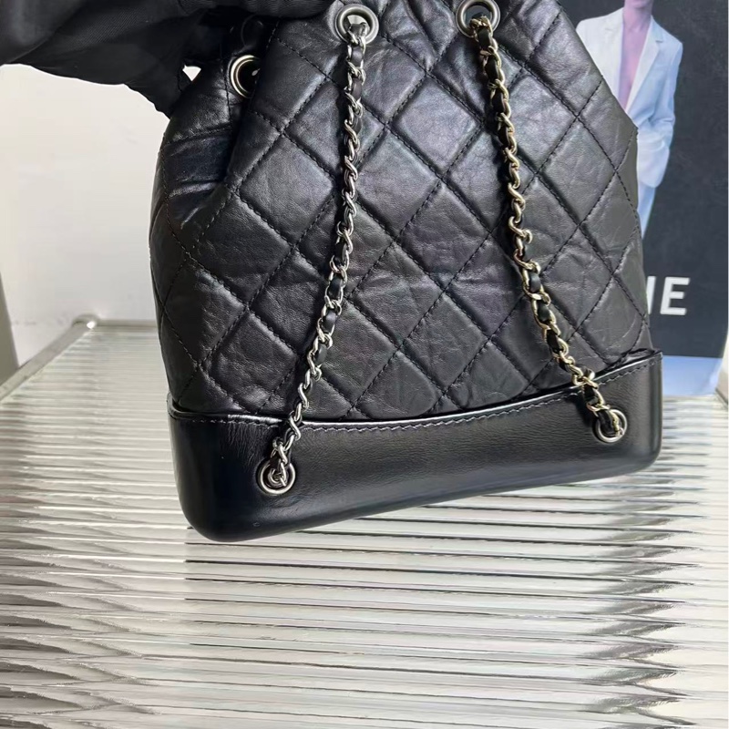 CHANEL/香奈兒 小號流浪雙肩包 黑色銀扣菱格牛皮 鴛鴦鏈條，尺寸：23*22.5 晶片款 好價🉐️-8