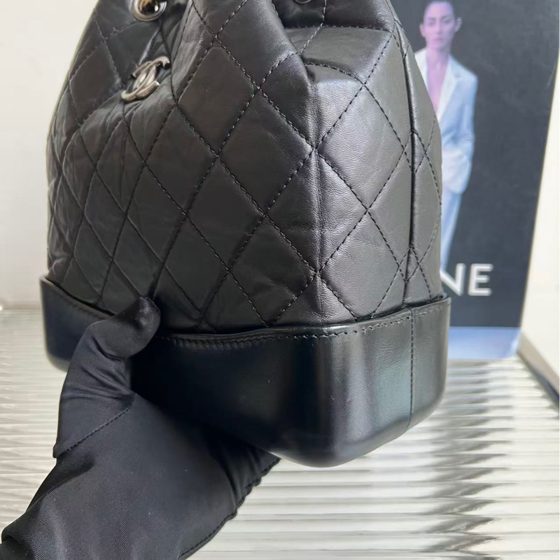 CHANEL/香奈兒 小號流浪雙肩包 黑色銀扣菱格牛皮 鴛鴦鏈條，尺寸：23*22.5 晶片款 好價🉐️-9