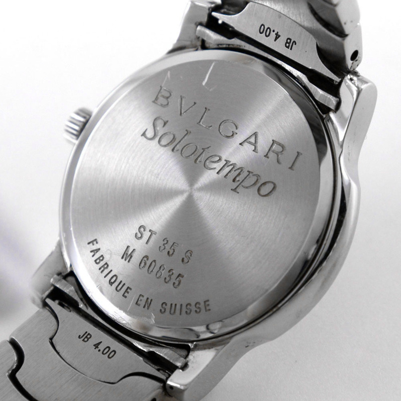 寶格麗 Solo Tempo ST35S 男士不鏽鋼石英模擬顯示腕錶，黑色錶盤-6