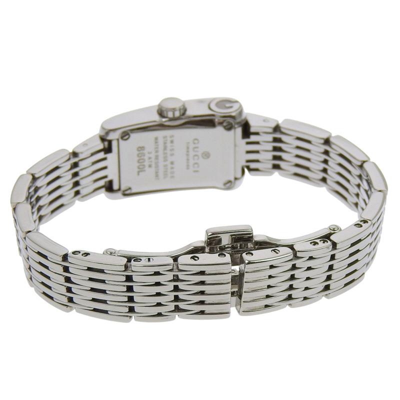 Gucci 8600L 鑽石腕錶，不鏽鋼錶殼，石英機芯，指針式顯示，白色錶盤，女士款-4