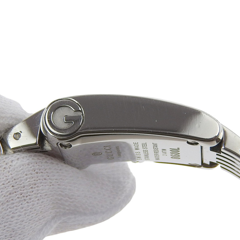 Gucci 8600L 鑽石腕錶，不鏽鋼錶殼，石英機芯，指針式顯示，白色錶盤，女士款-5