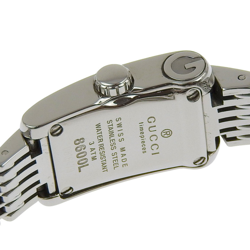 Gucci 8600L 鑽石腕錶，不鏽鋼錶殼，石英機芯，指針式顯示，白色錶盤，女士款-6