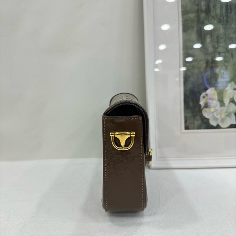 Gucci古馳1955系列小棕色老花雙肩帶1955馬鞍包肩包 底長：20cm-4