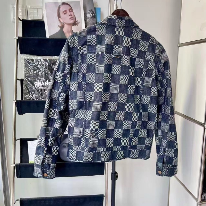 🔥新到:全🆕 LOUIS VUITTON / 路易威登 棋盤格單排扣休閒長袖牛仔外套 ,尺寸:46碼-1