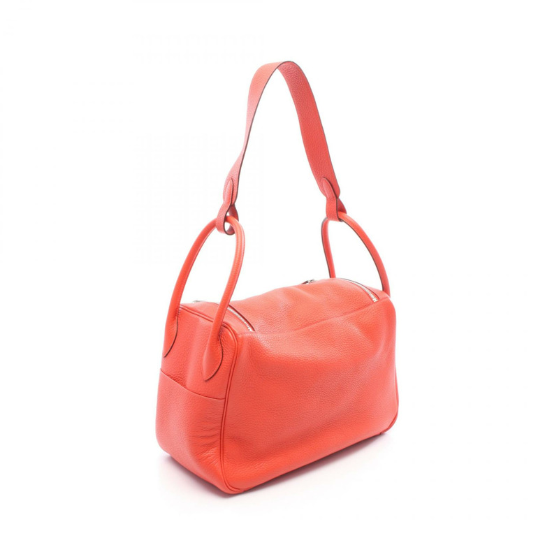 愛馬仕 Lindy 34 單肩包 R Clemence 皮革 Rouge pivoine 二手女士 SHW-1