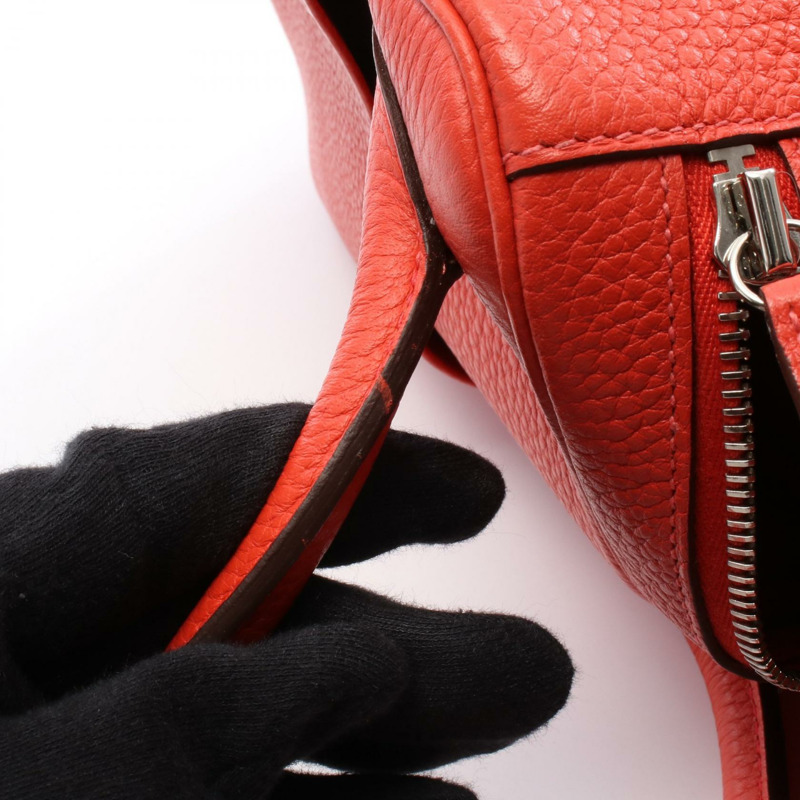 愛馬仕 Lindy 34 單肩包 R Clemence 皮革 Rouge pivoine 二手女士 SHW-6