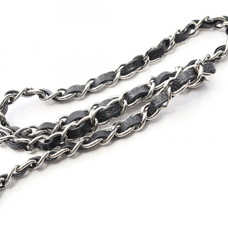 香奈兒迷你絎縫鏈條肩背包，粒面小牛皮，黑色，二手，女士，帶五金配件-7