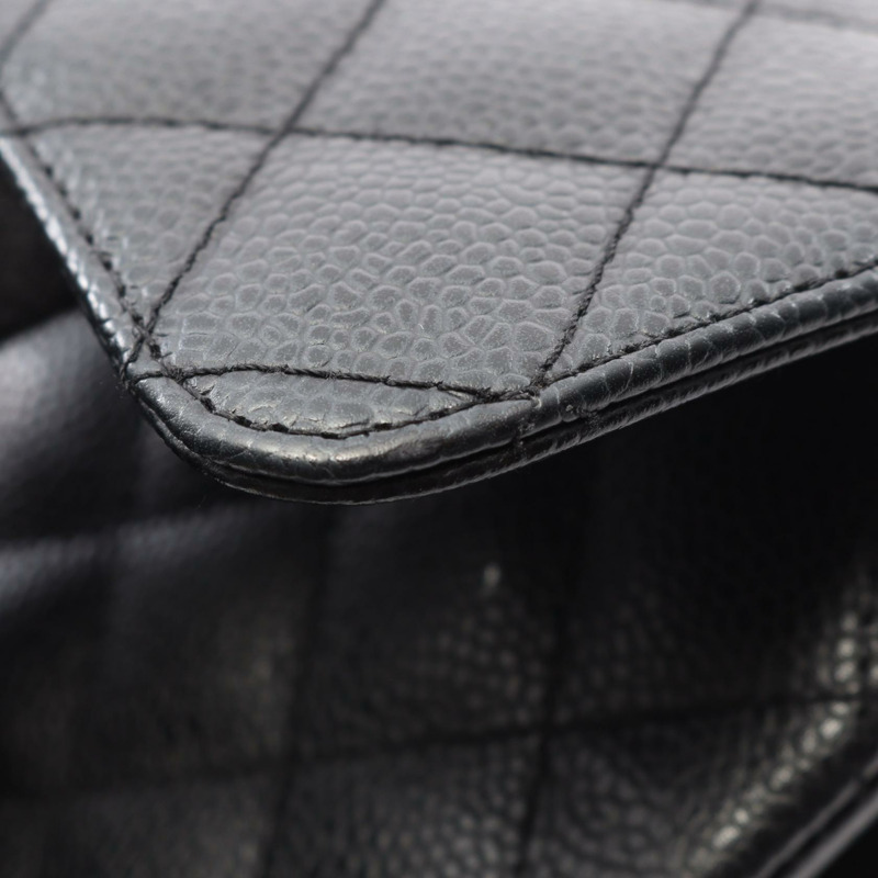 香奈兒迷你絎縫鏈條肩背包，粒面小牛皮，黑色，二手，女士，帶五金配件-8