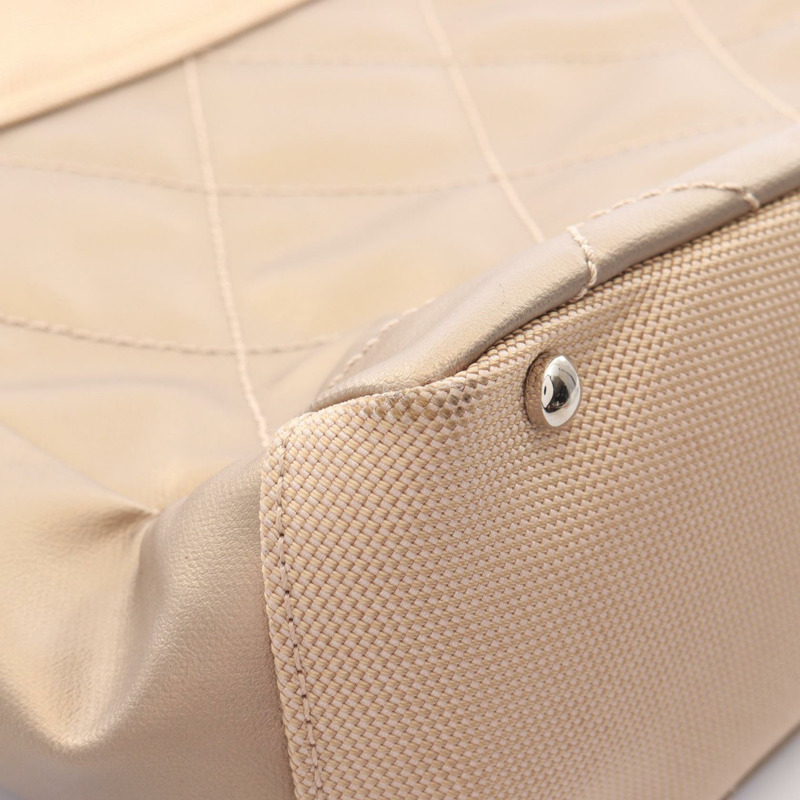 香奈兒 (CHANEL) 巴黎 Biarritz PM 手提單肩包，帆布皮革，金色米色，二手，帶五金配件-12