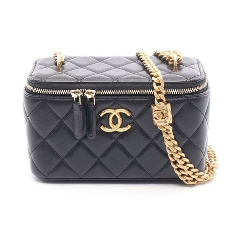 香奈兒 (CHANEL) 絎縫鏈條肩挎包 AP3044 羊皮黑色二手