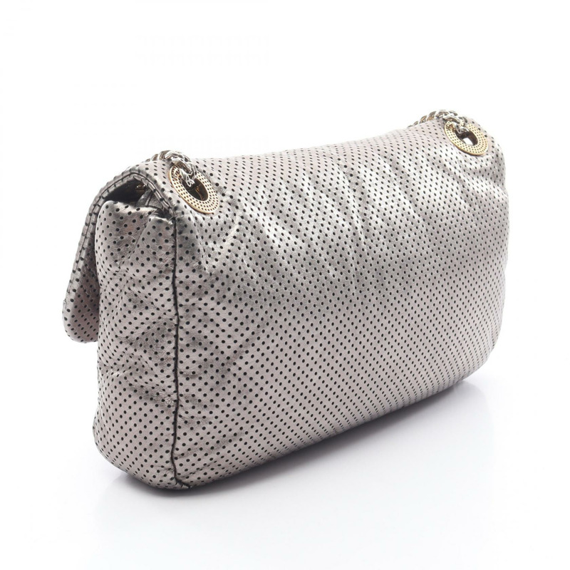 香奈兒 2.55 沖孔鏈條單肩包 皮革 銀色 二手 女士-1