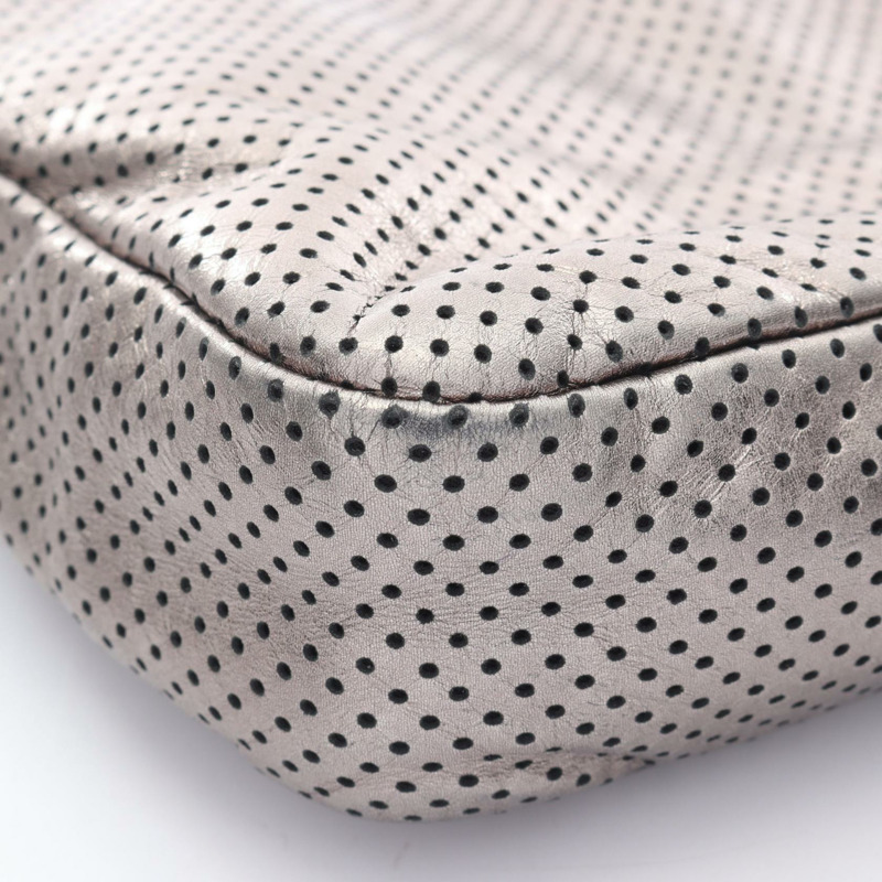 香奈兒 2.55 沖孔鏈條單肩包 皮革 銀色 二手 女士-5