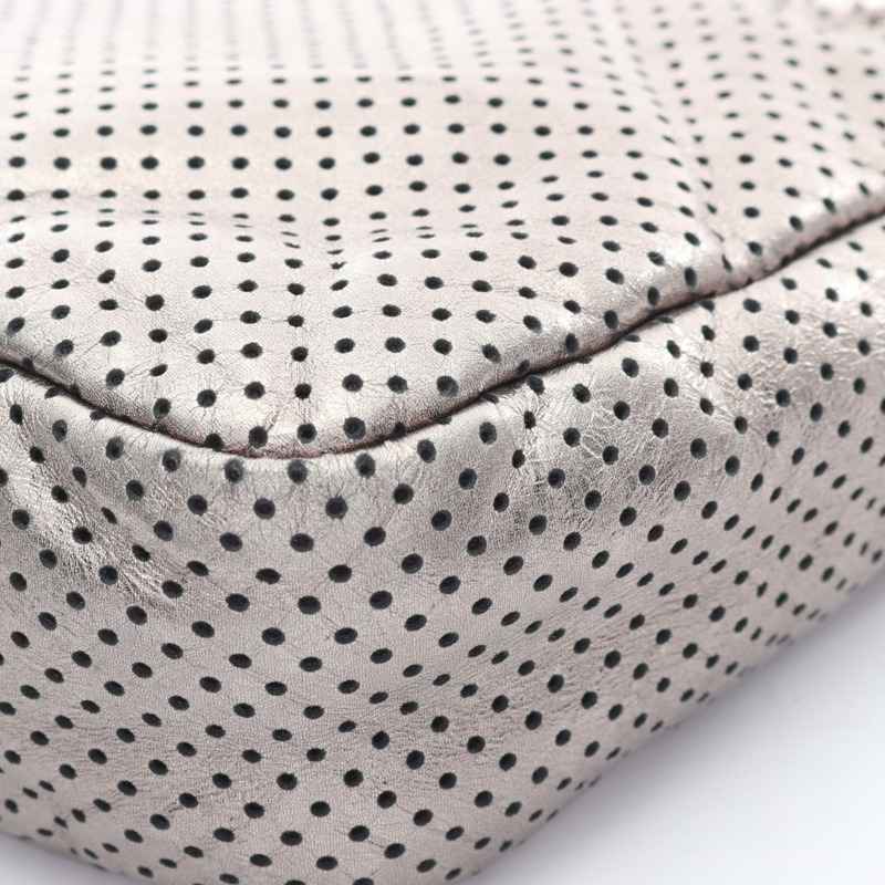 香奈兒 2.55 沖孔鏈條單肩包 皮革 銀色 二手 女士-7