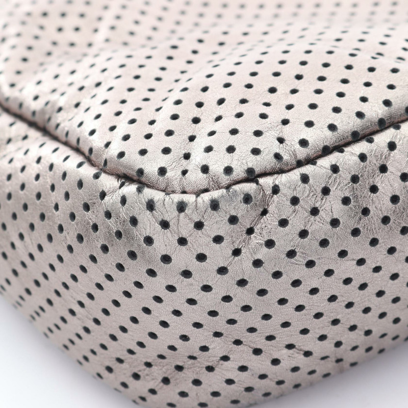 香奈兒 2.55 沖孔鏈條單肩包 皮革 銀色 二手 女士-8