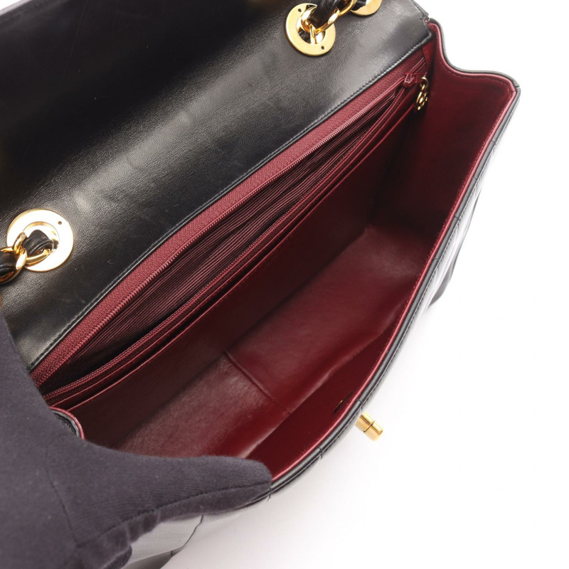 香奈兒 Mademoiselle Jumbo 鏈條單肩包，羊皮，黑色，金色五金，二手，女士 CC-2