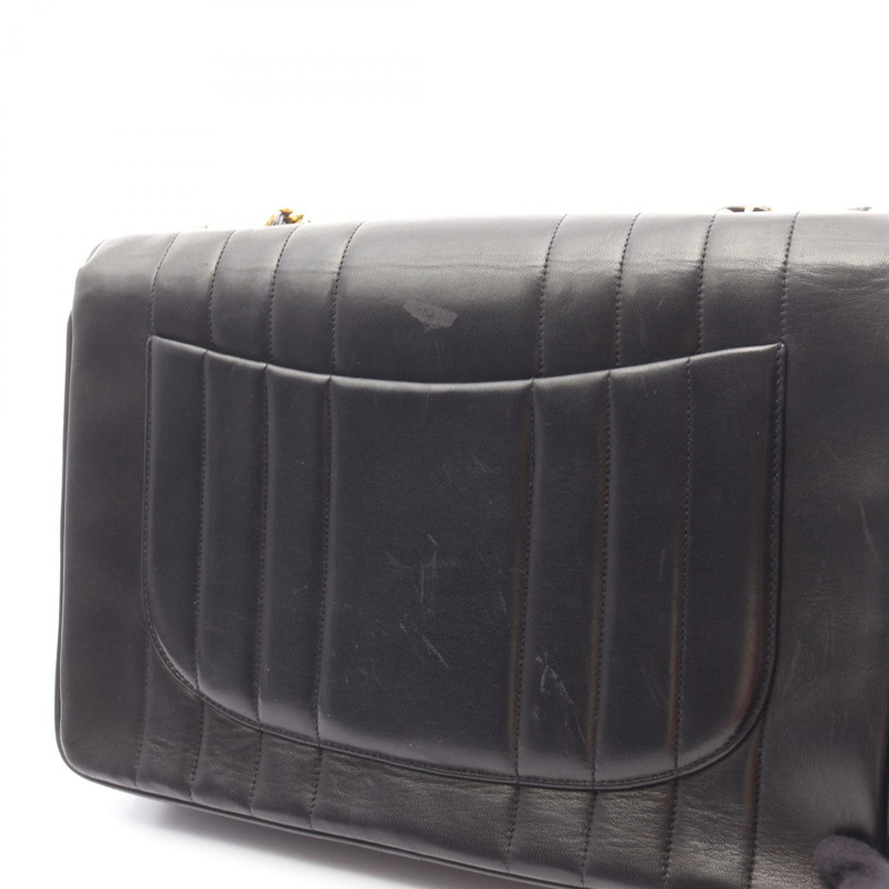 香奈兒 Mademoiselle Jumbo 鏈條單肩包，羊皮，黑色，金色五金，二手，女士 CC-5