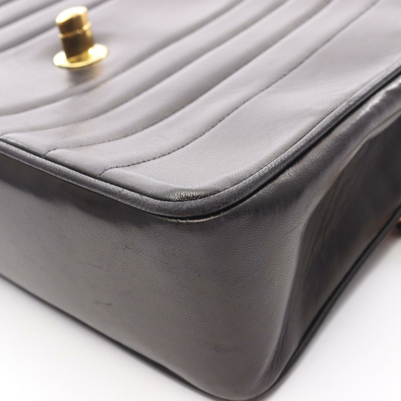 香奈兒 Mademoiselle Jumbo 鏈條單肩包，羊皮，黑色，金色五金，二手，女士 CC-6