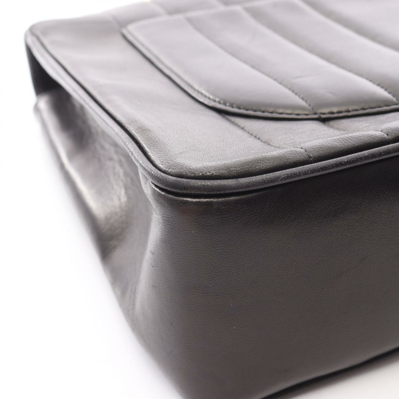 香奈兒 Mademoiselle Jumbo 鏈條單肩包，羊皮，黑色，金色五金，二手，女士 CC-9