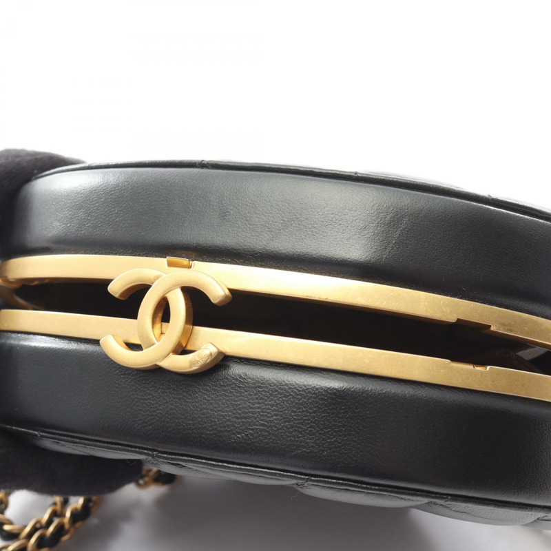 香奈兒 (CHANEL) 絎縫鏈條肩背斜背包，羊皮材質，黑色，二手，女士款，金色五金-4