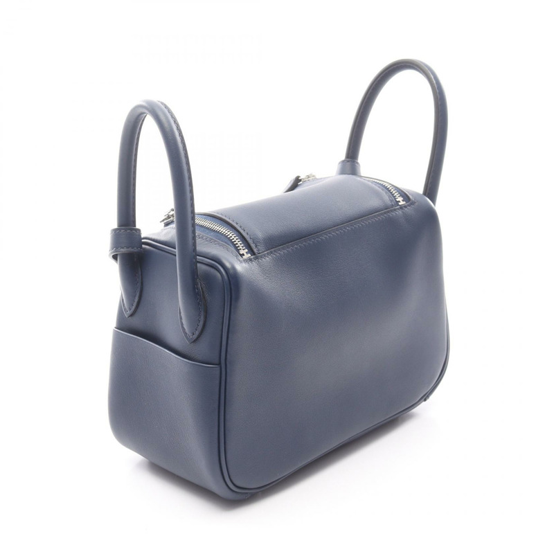 愛馬仕 Lindy 迷你斜挎包，Swift 皮革，藍寶石色，二手，帶五金配件-1