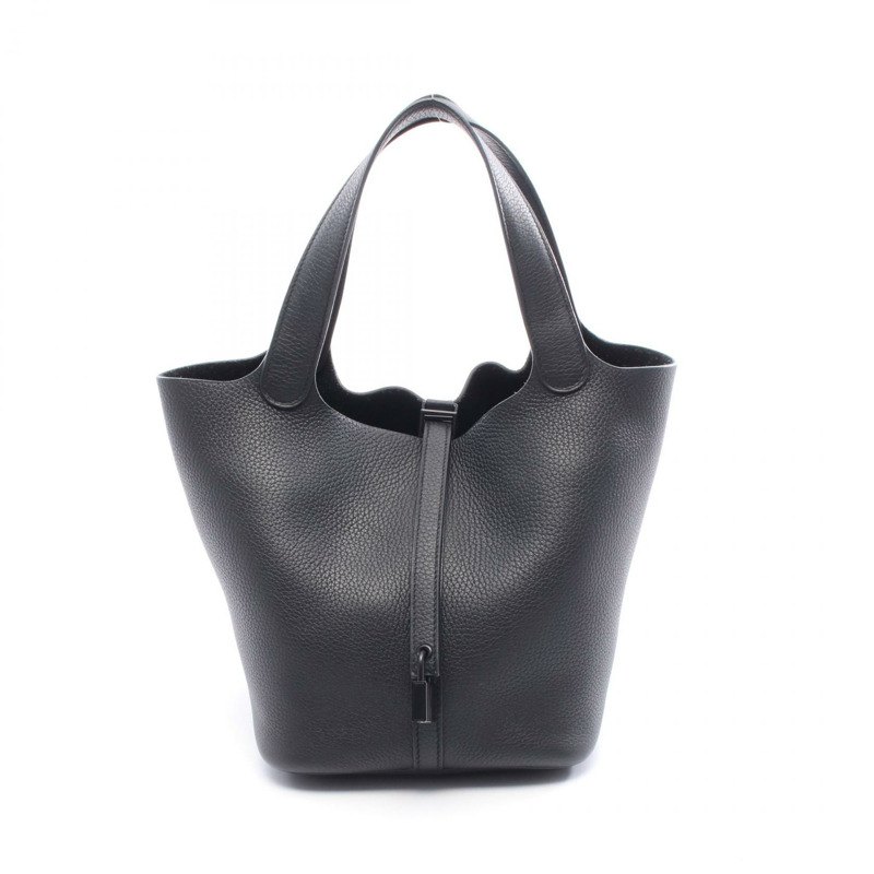 愛馬仕 Picotin Lock MM 手提包，Clemence 皮革，So Black 二手女款 Z-0