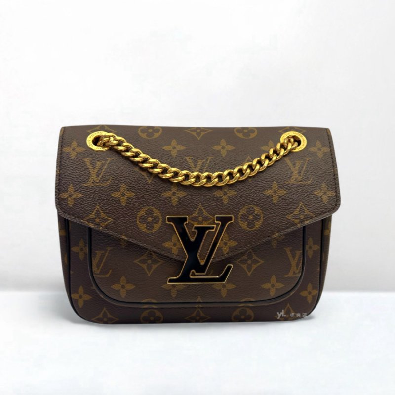 LV Passy MM原花LOGO翻蓋鍊包 M45592-1