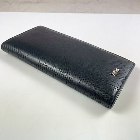 *奢華大道國際精品*【D0268】DIOR 黑色雷射洞洞牛皮直立式對開長夾-2