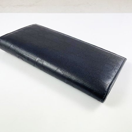 *奢華大道國際精品*【D0268】DIOR 黑色雷射洞洞牛皮直立式對開長夾-3