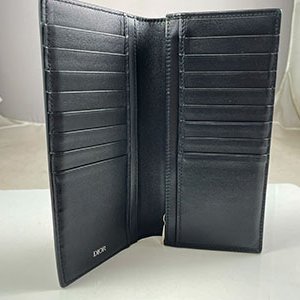 *奢華大道國際精品*【D0268】DIOR 黑色雷射洞洞牛皮直立式對開長夾-4